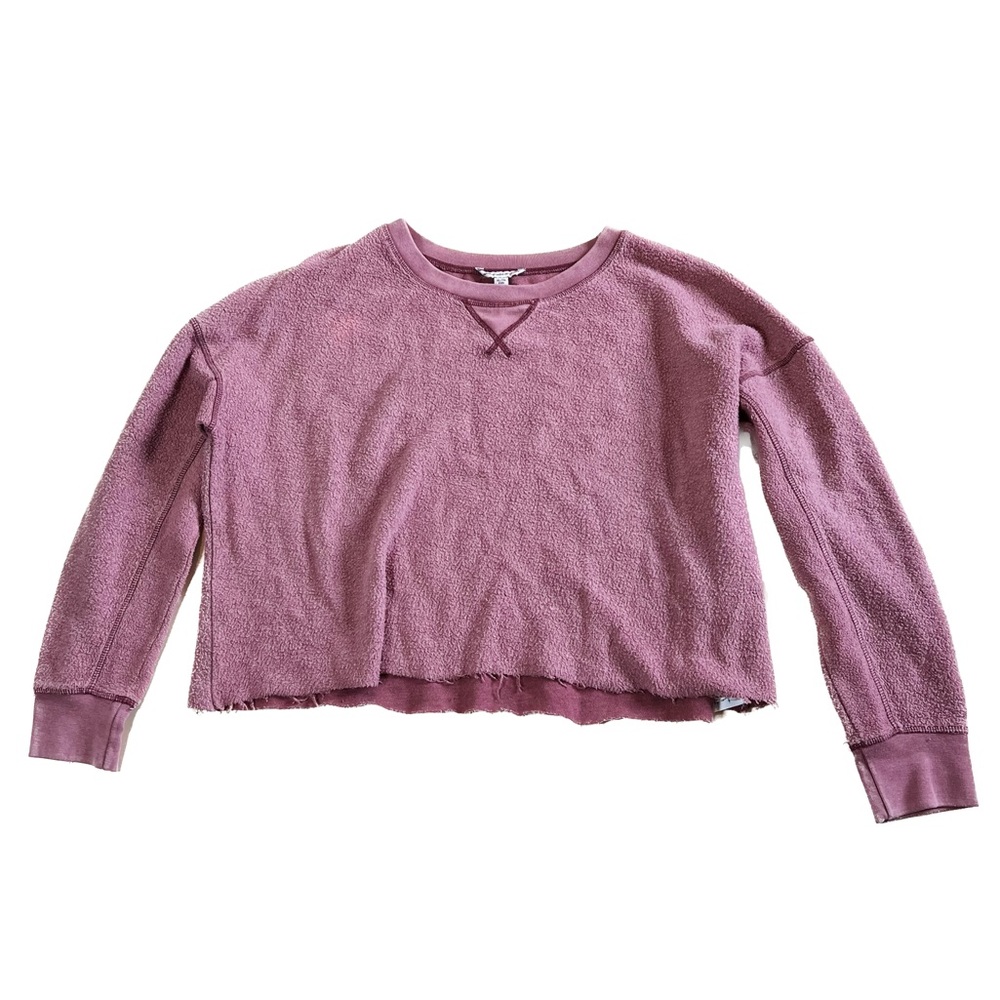 American Eagle AEO Pink Long Sleeve Fleece Top Crew Neck Sweatshirt Size M